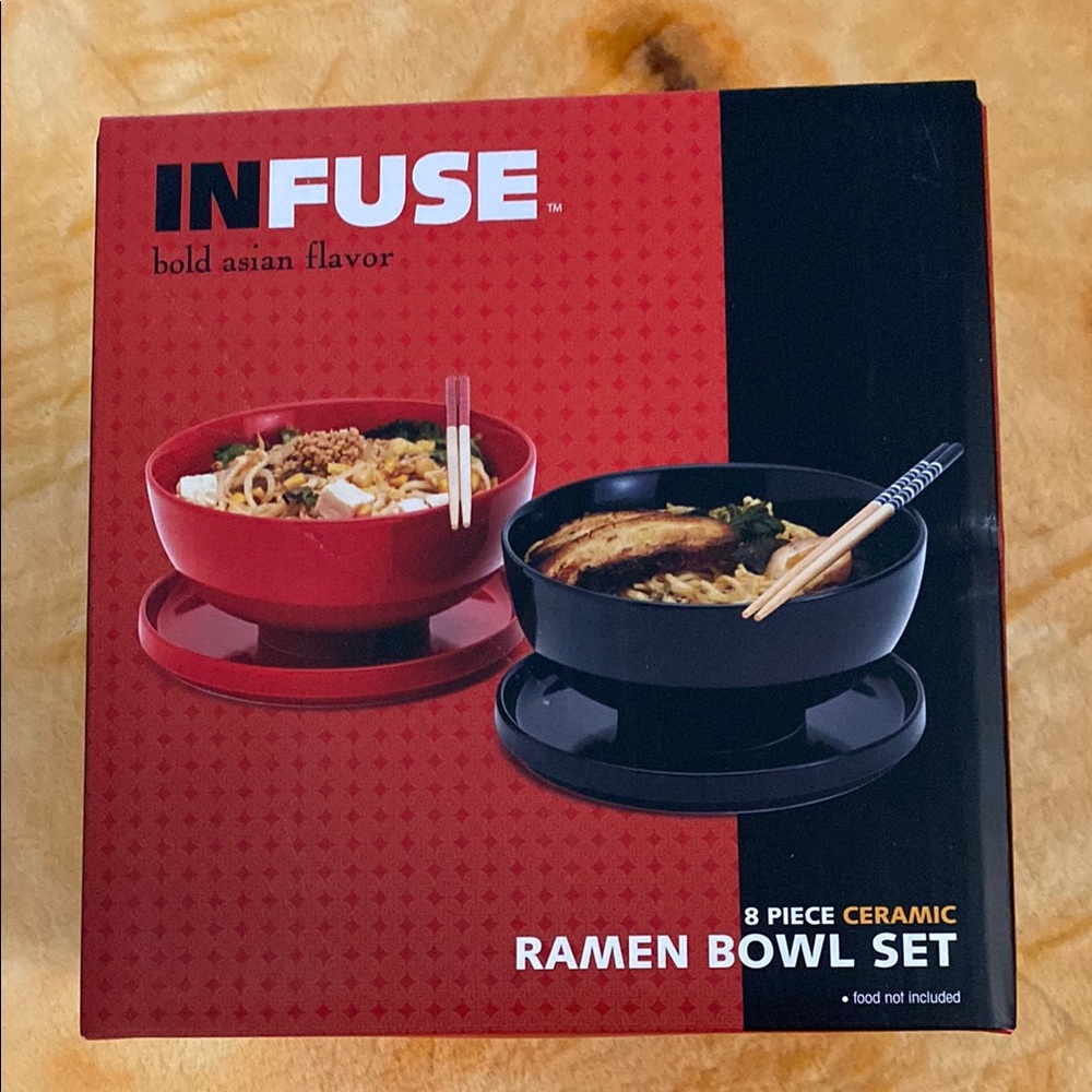 Infuse Red and Black Ramen Bowl Set